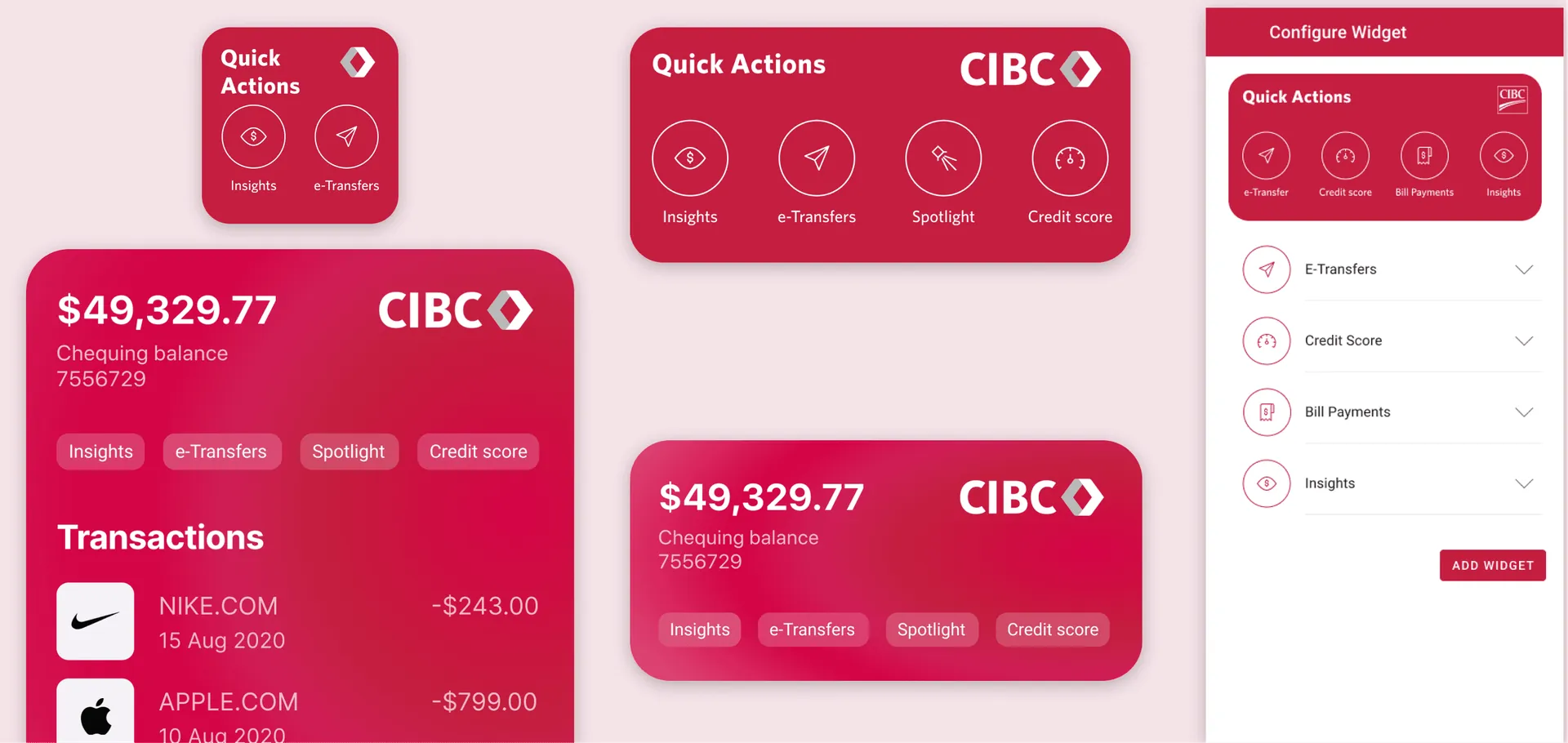 Mobile Banking Widgets, CIBC
